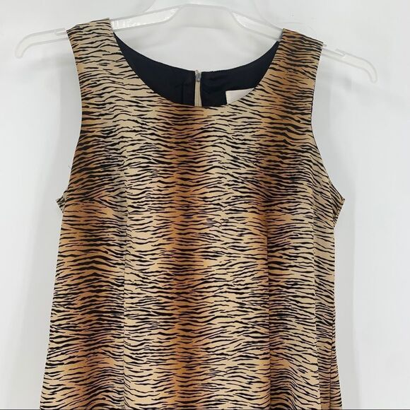Fattaneh Bahari Sleeveless Tiger Print Sheath Dress Size 8 - Picture 2 of 10